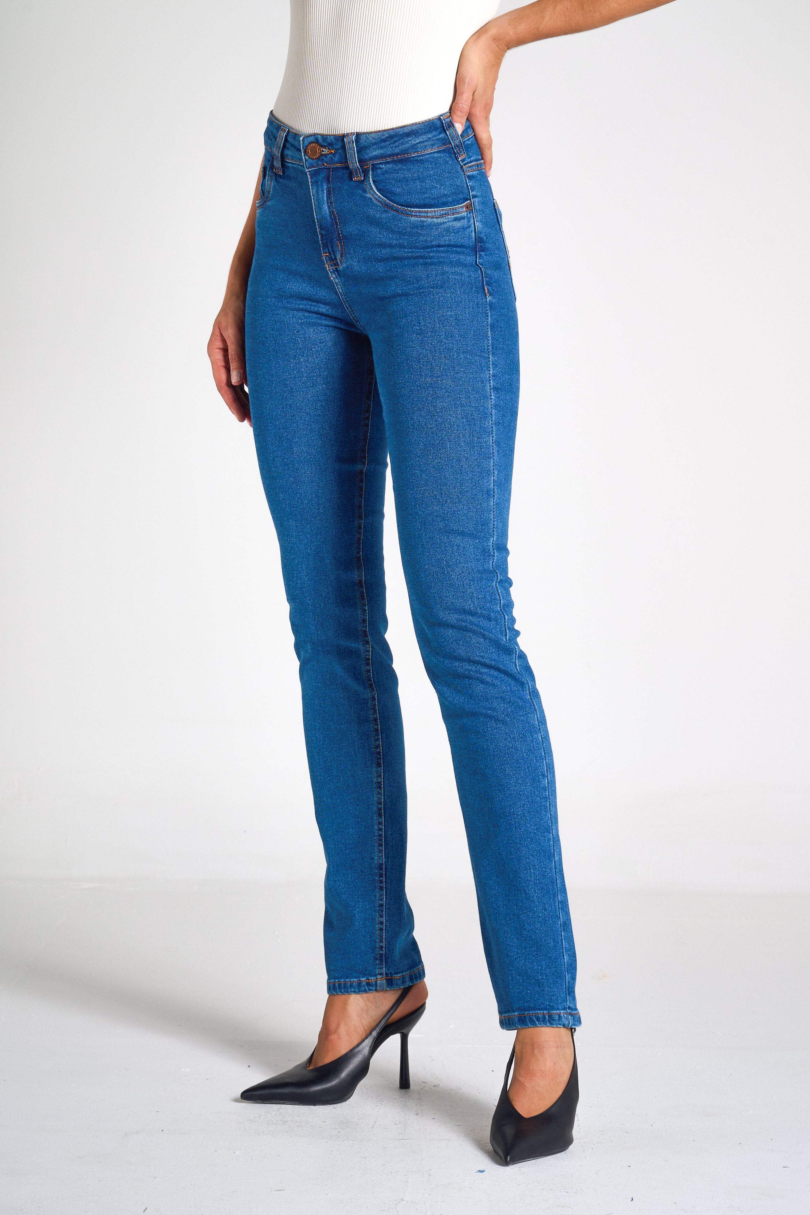CALÇA JEANS RETA C4 BLUE WASH 93