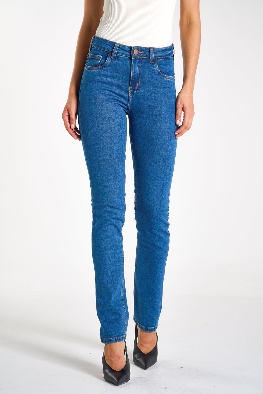 CALÇA JEANS RETA C4 BLUE WASH 93