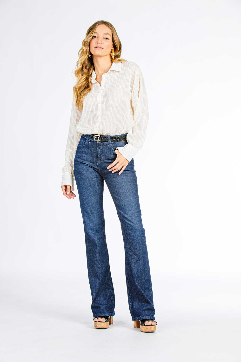 CALÇA JEANS BOOT CUT C4 DARK BLUE 93