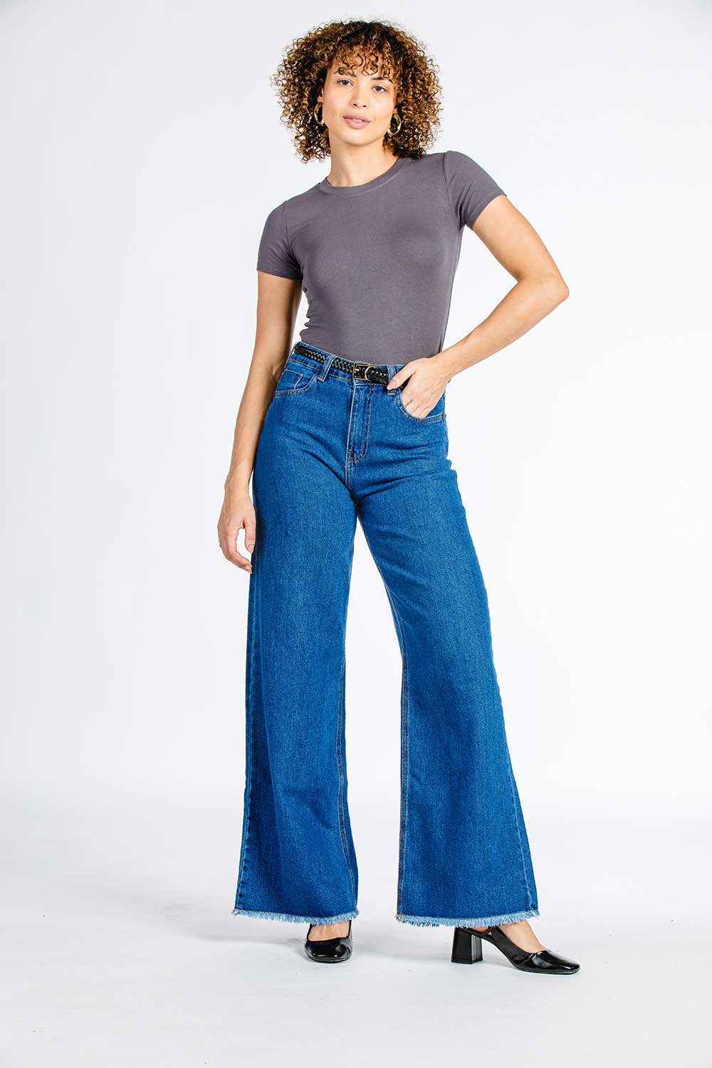 CALÇA JEANS WIDE LEG C4 DARK BLUE 93