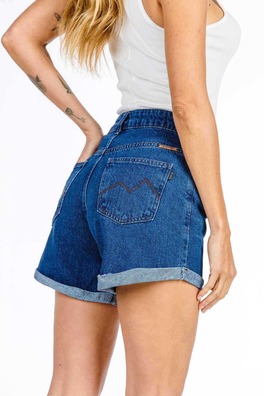 SHORTS JEANS C3 BLUE WAHS BARRA DOBRADA