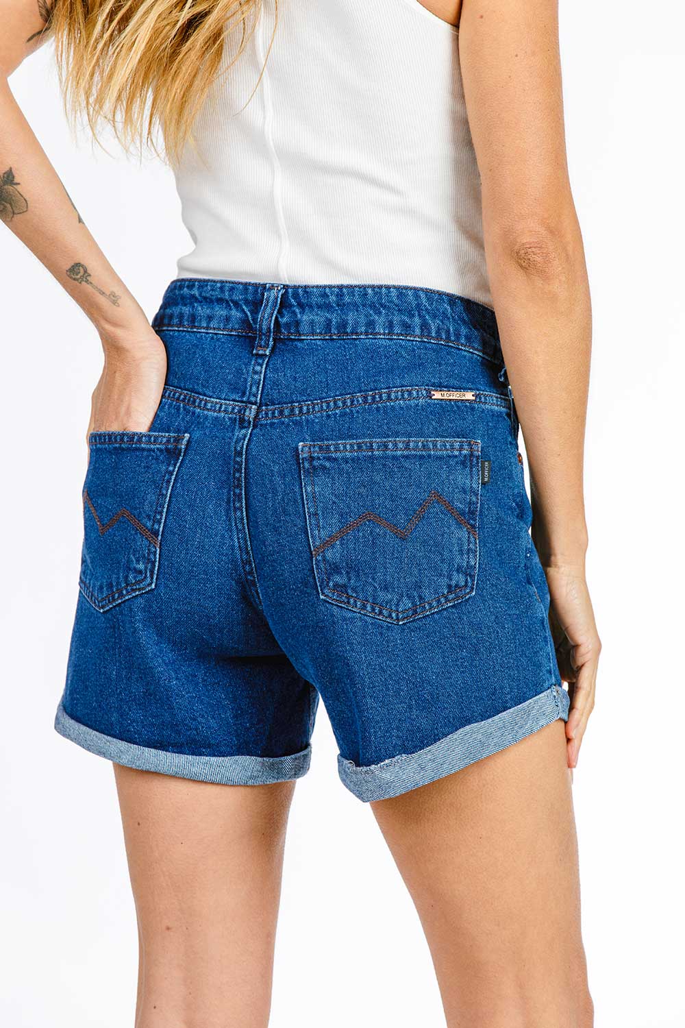 SHORTS JEANS C3 BLUE WAHS BARRA DOBRADA