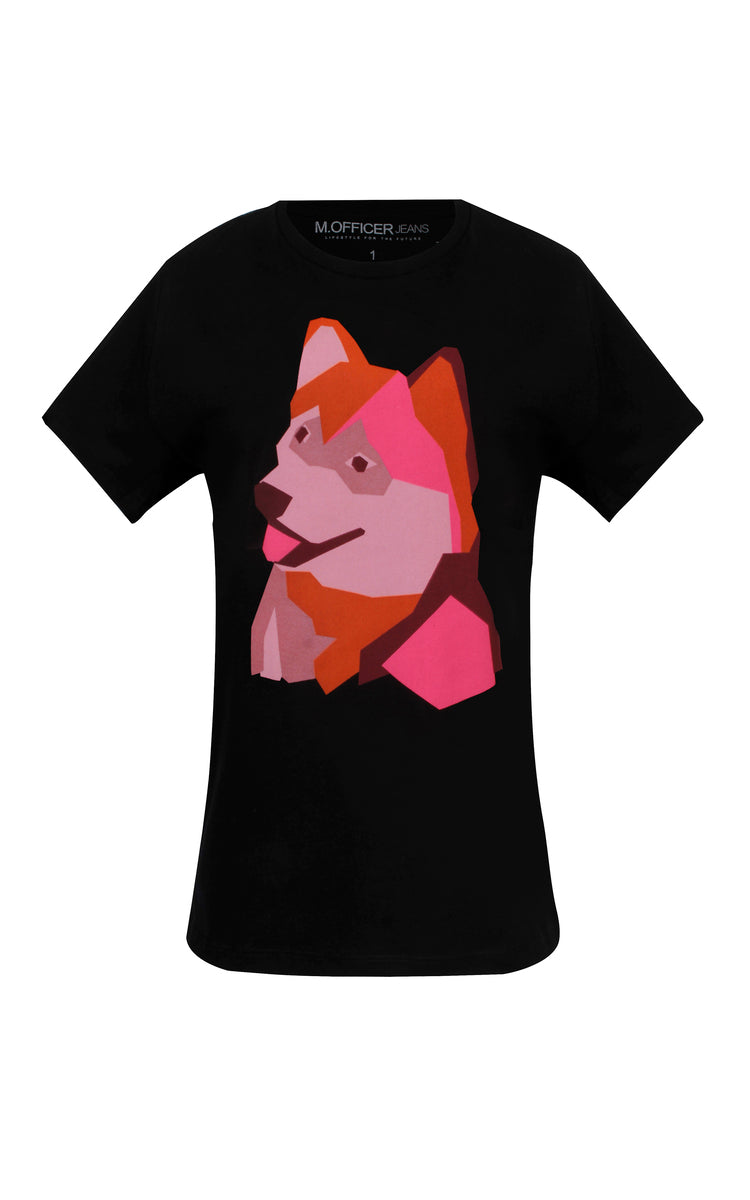T-SHIRT COMFORT M/C CACHORRO GEOMETRICO
