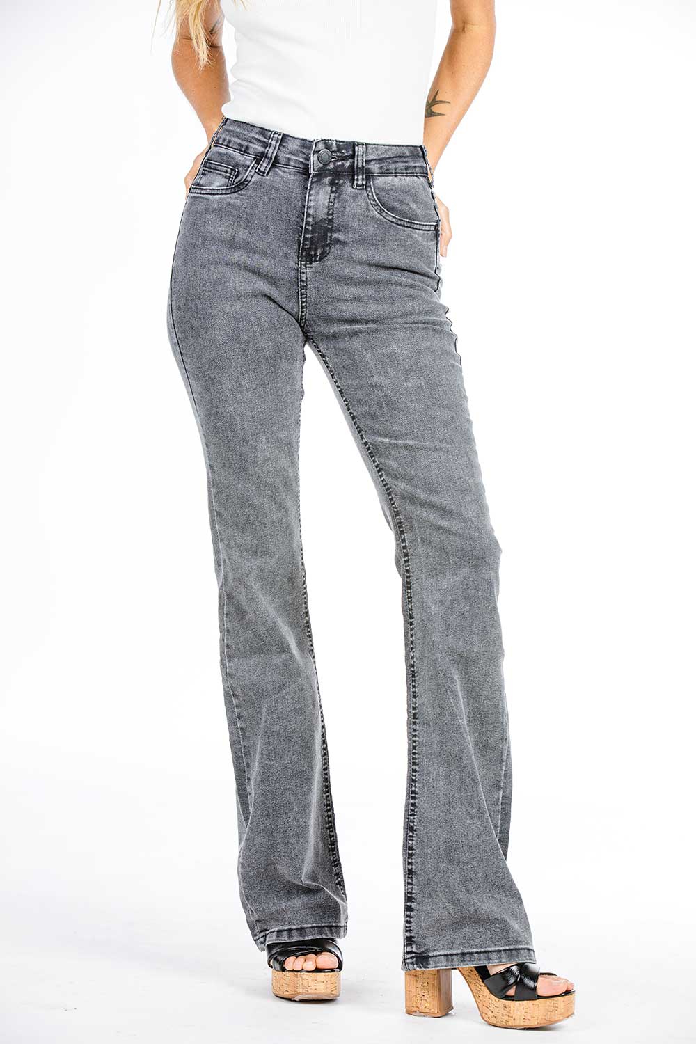 CALÇA JEANS BOOT CUT C4 BLACK DENIN