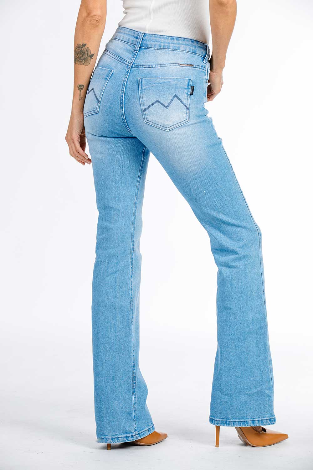 CALÇA JEANS BOOT CUT C4 LIGHT BLUE