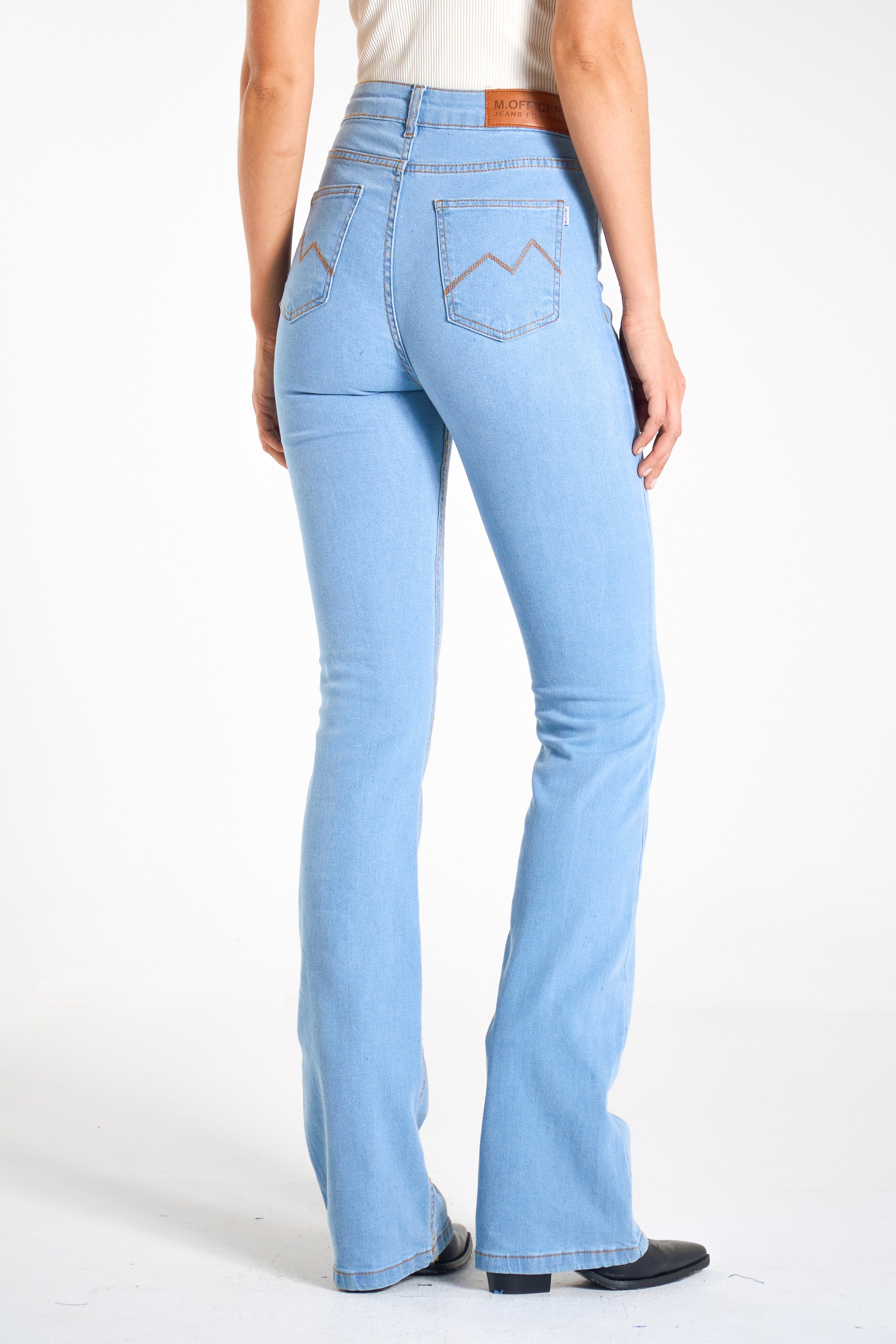 CALÇA JEANS FEM BOOT CUT C4 BLUE WASH