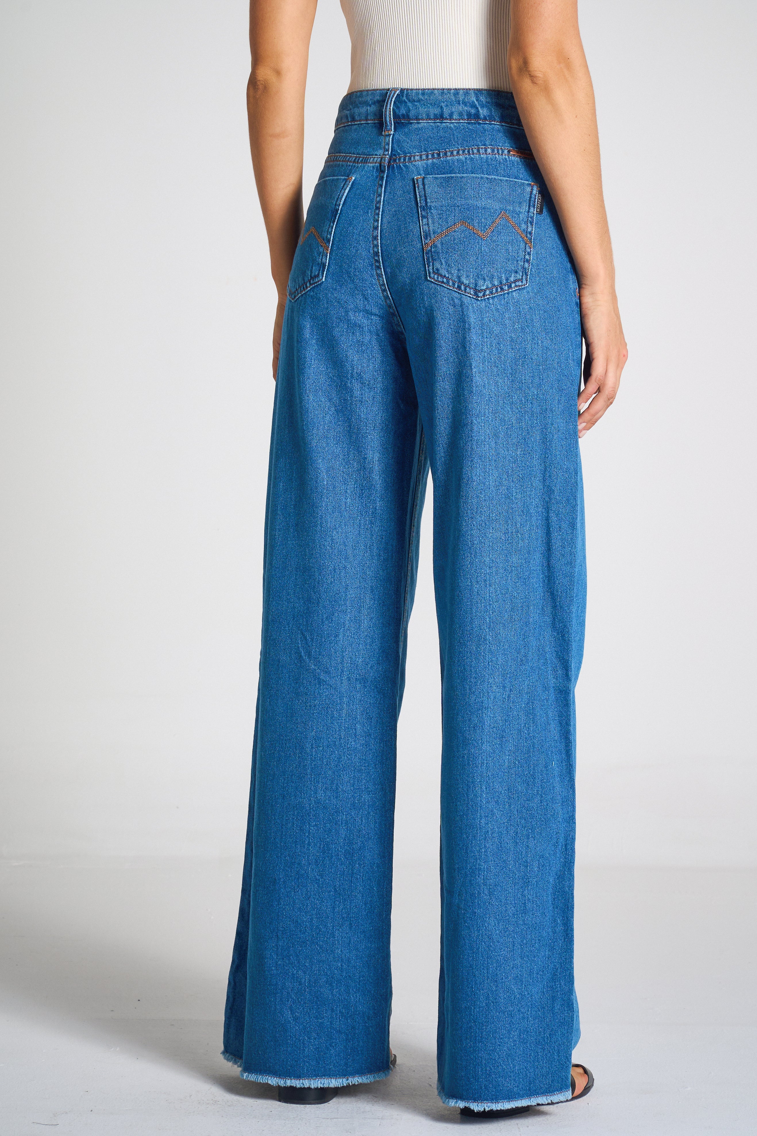 CALÇA JEANS WIDE LEG C4 BLUE WASH