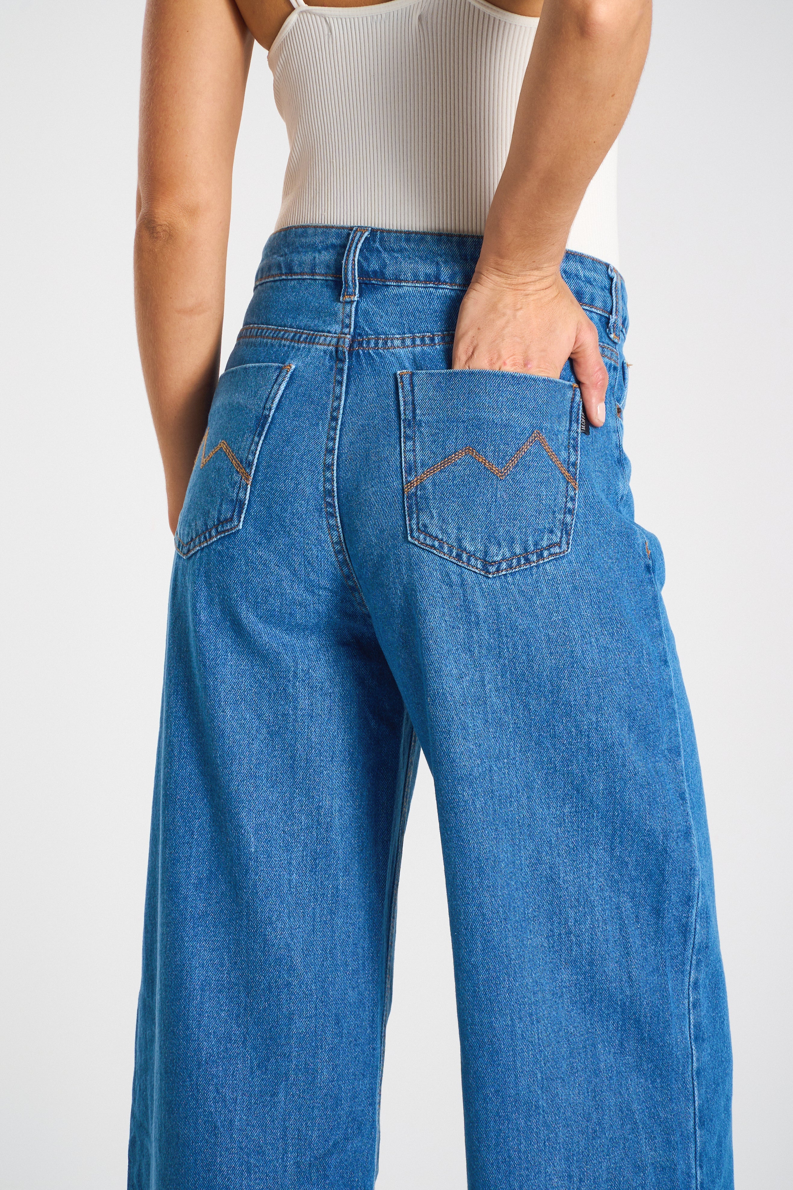 CALÇA JEANS WIDE LEG C4 BLUE WASH