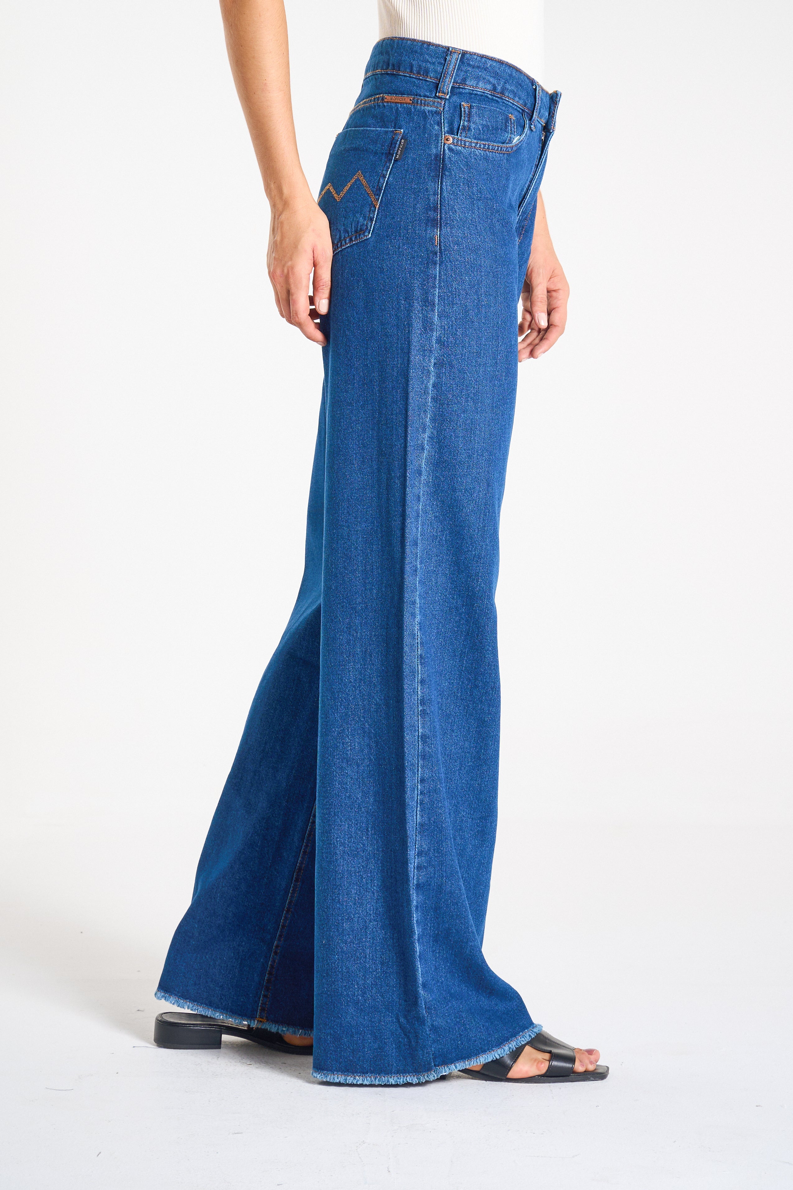 CALÇA JEANS WIDE LEG C4 DARK BLUE