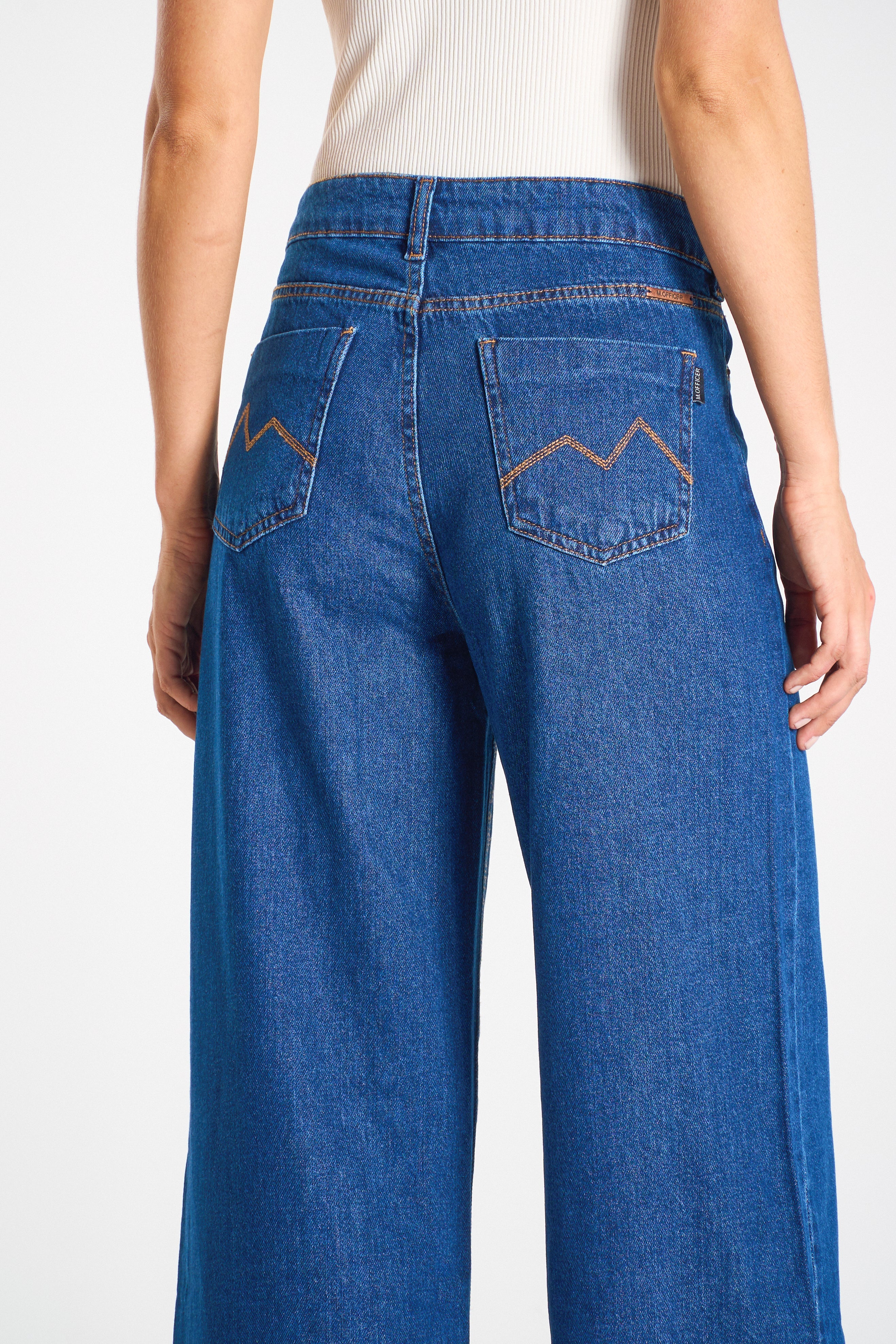 CALÇA JEANS WIDE LEG C4 DARK BLUE