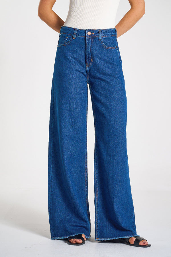 CALÇA JEANS WIDE LEG C4 DARK BLUE