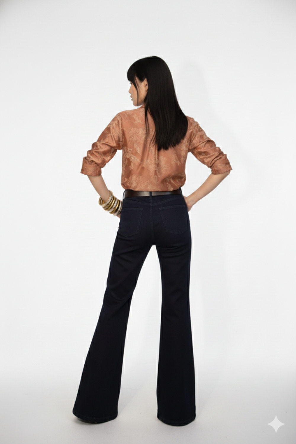 CAMISA M/L FEMININA EST. BORDADA OCRE