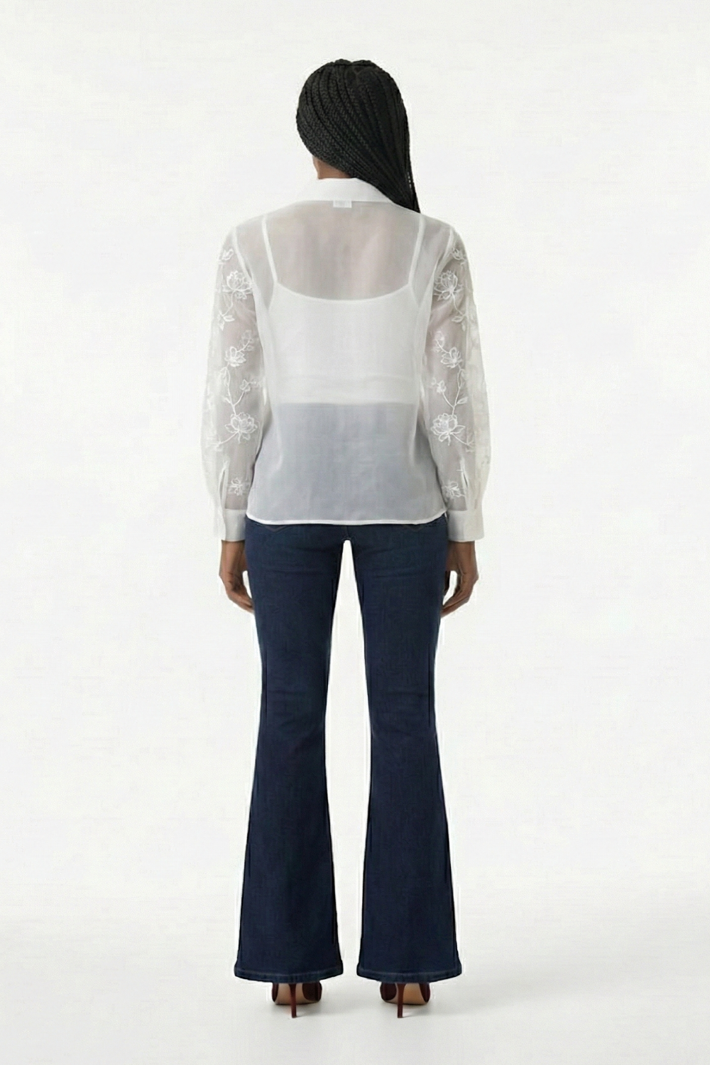 CAMISA M/L FEMININA EST. BORDADA BRANCO