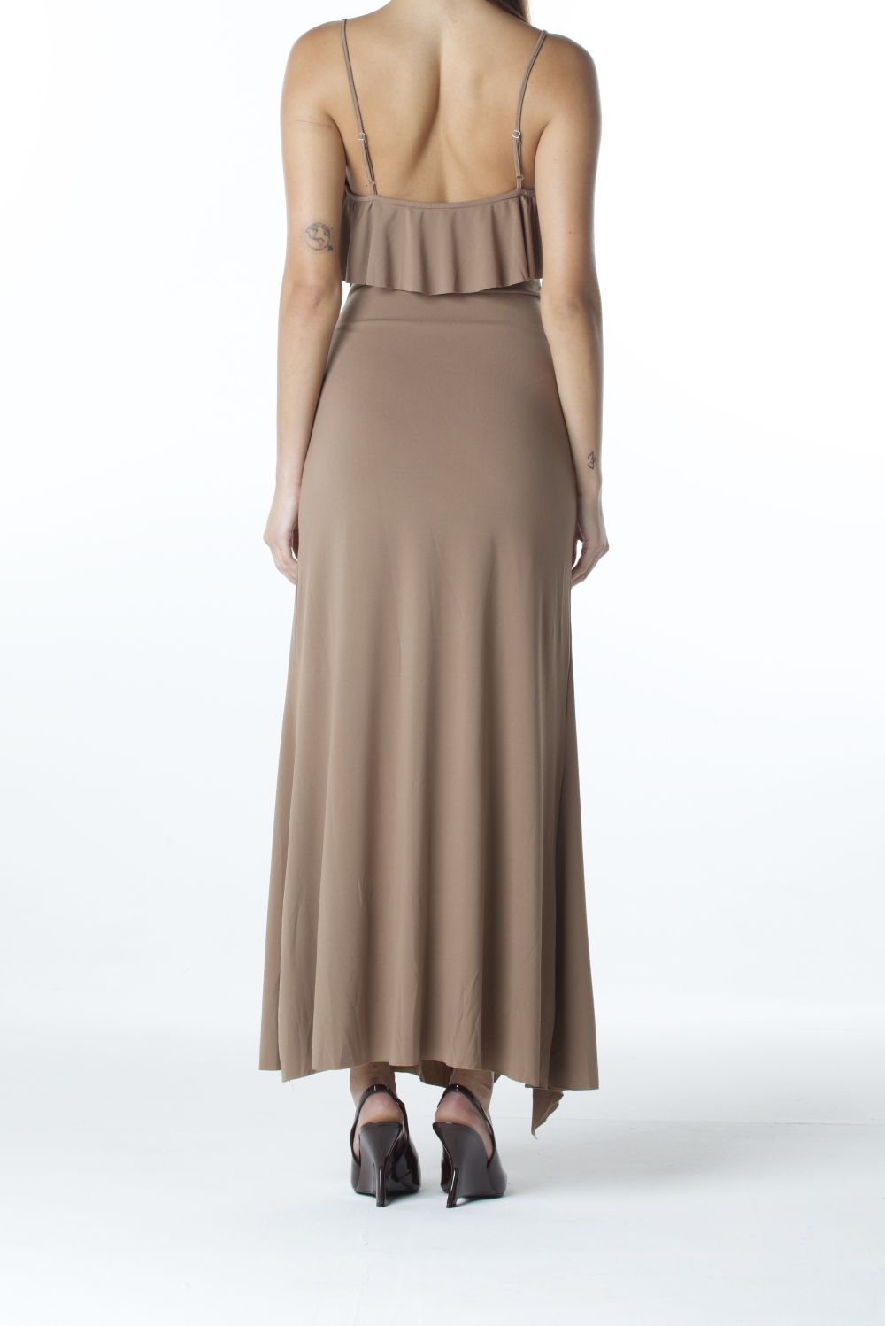 VESTIDO LONGO DE BABADO