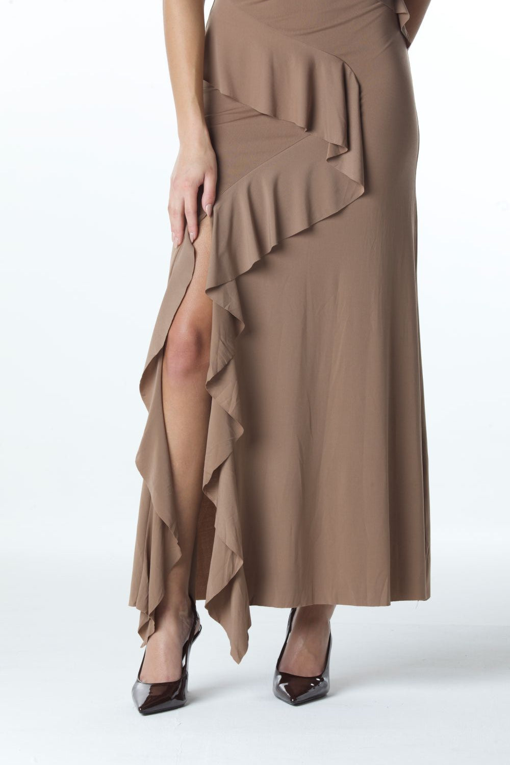 VESTIDO LONGO DE BABADO