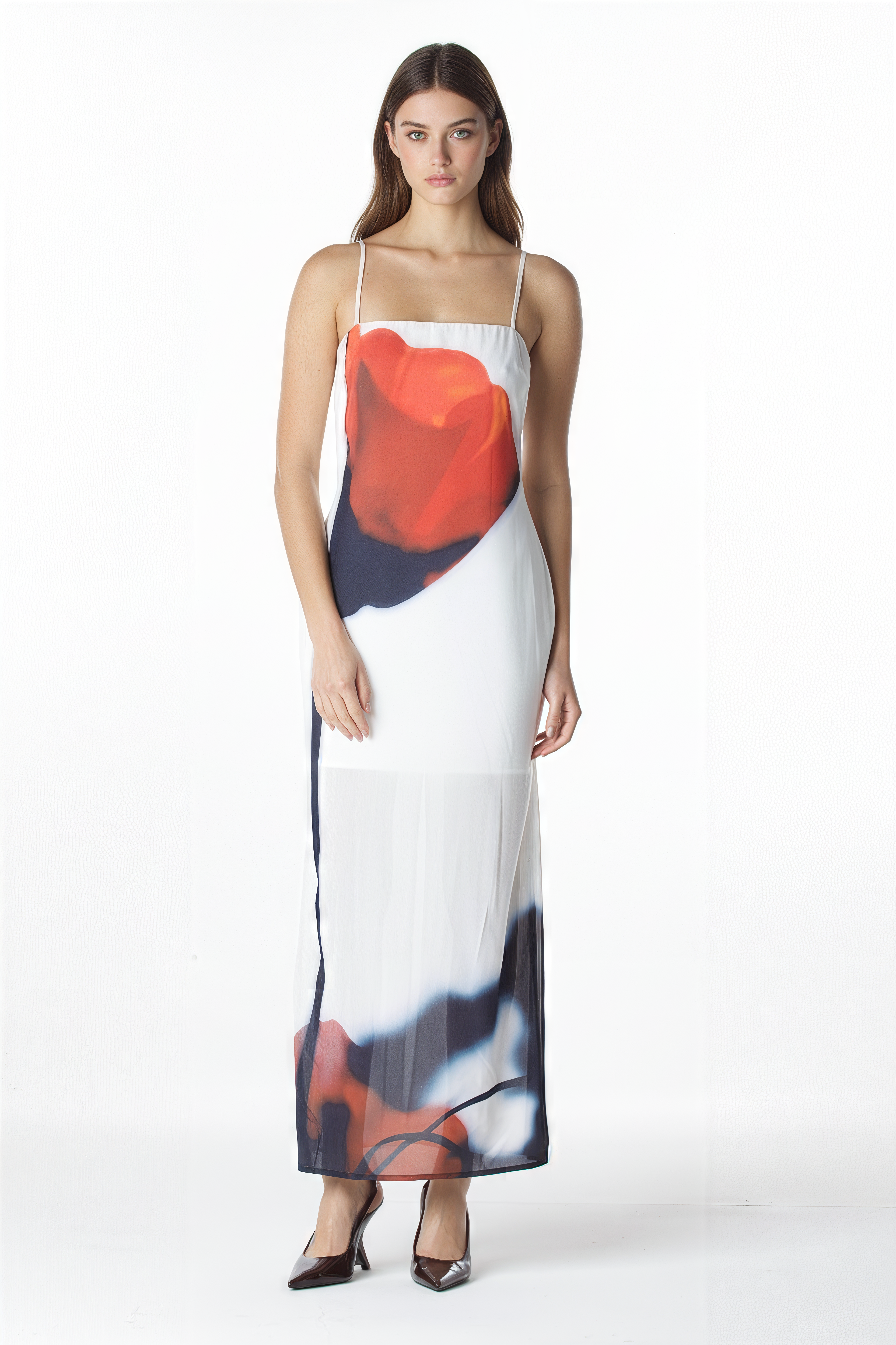 VESTIDO LONGO ROSA ESTAMPADA IMP