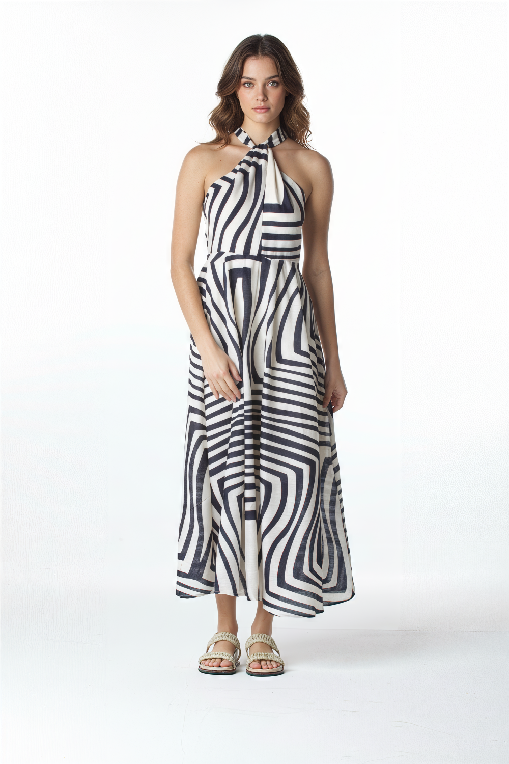 VESTIDO LONGO EST LISTRAS IMP