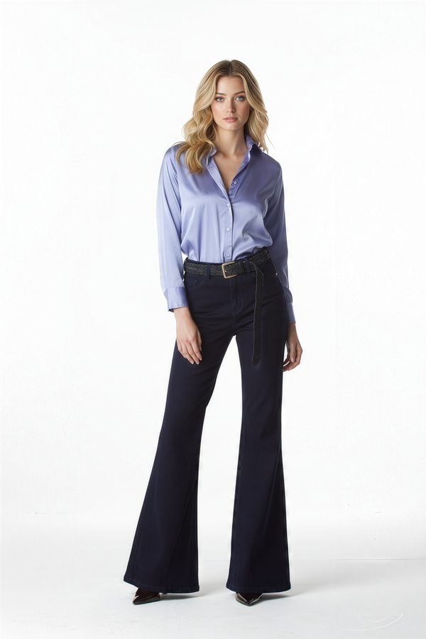 CALÇA JEANS SUPER FLARE C4 BLACK DENIM
