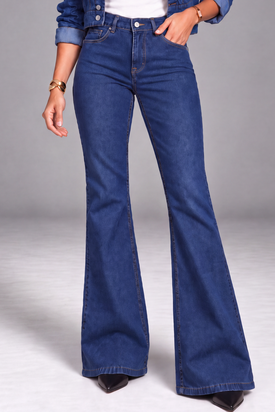 CALÇA JEANS BOOT CUT C4 BLUE WASH