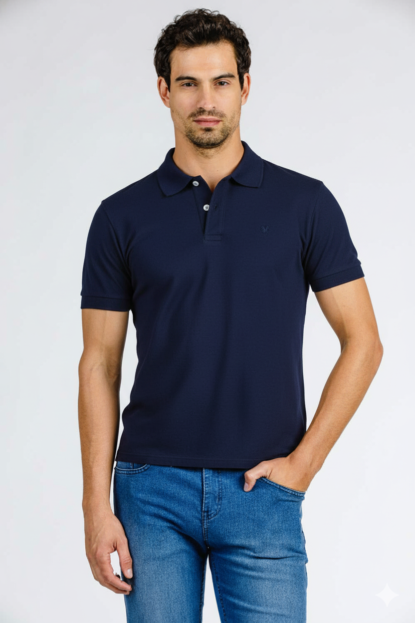 POLO SLIM 1/2 MALHA CONTRASTE