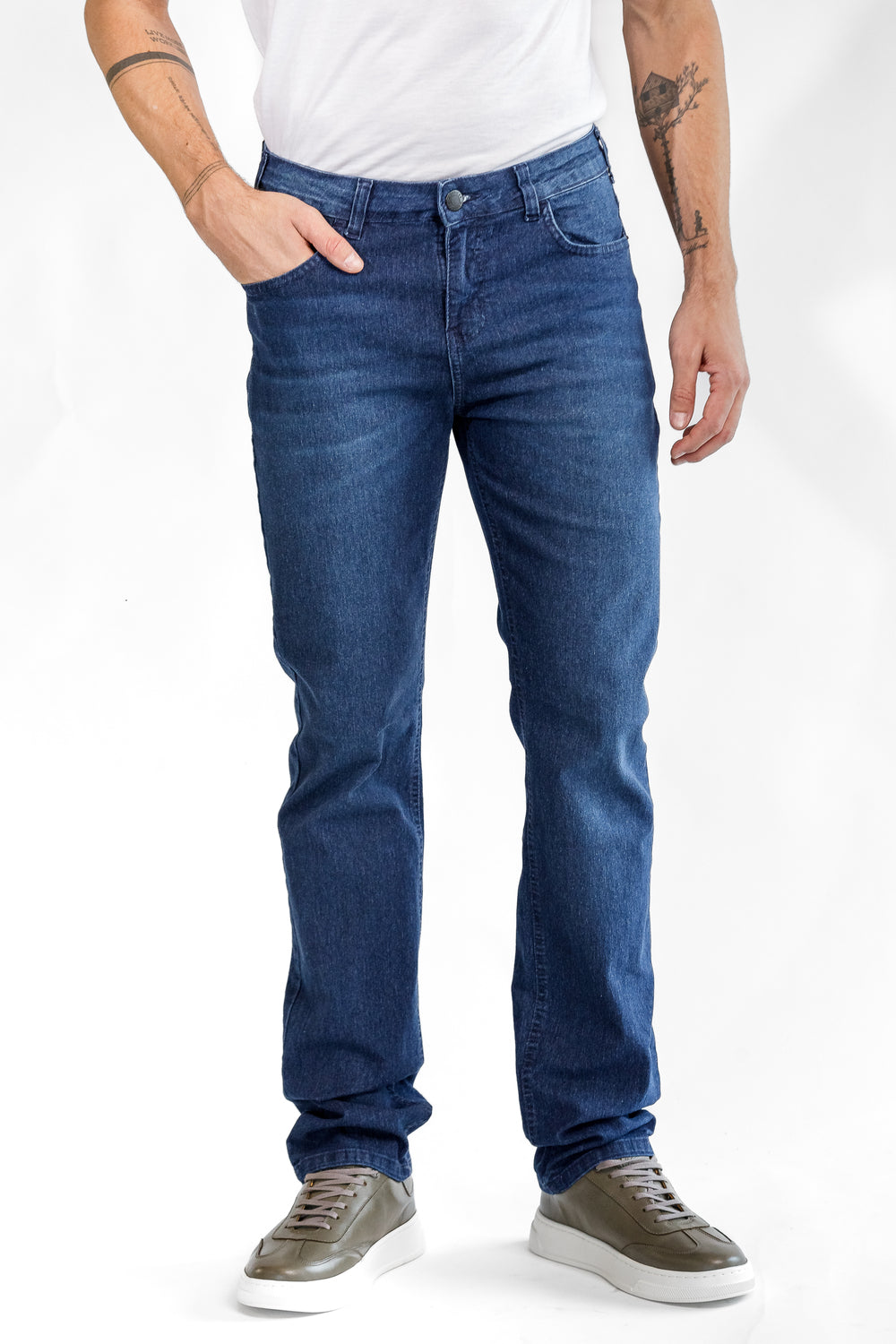 CALCA JEANS RETA DARK BLUE