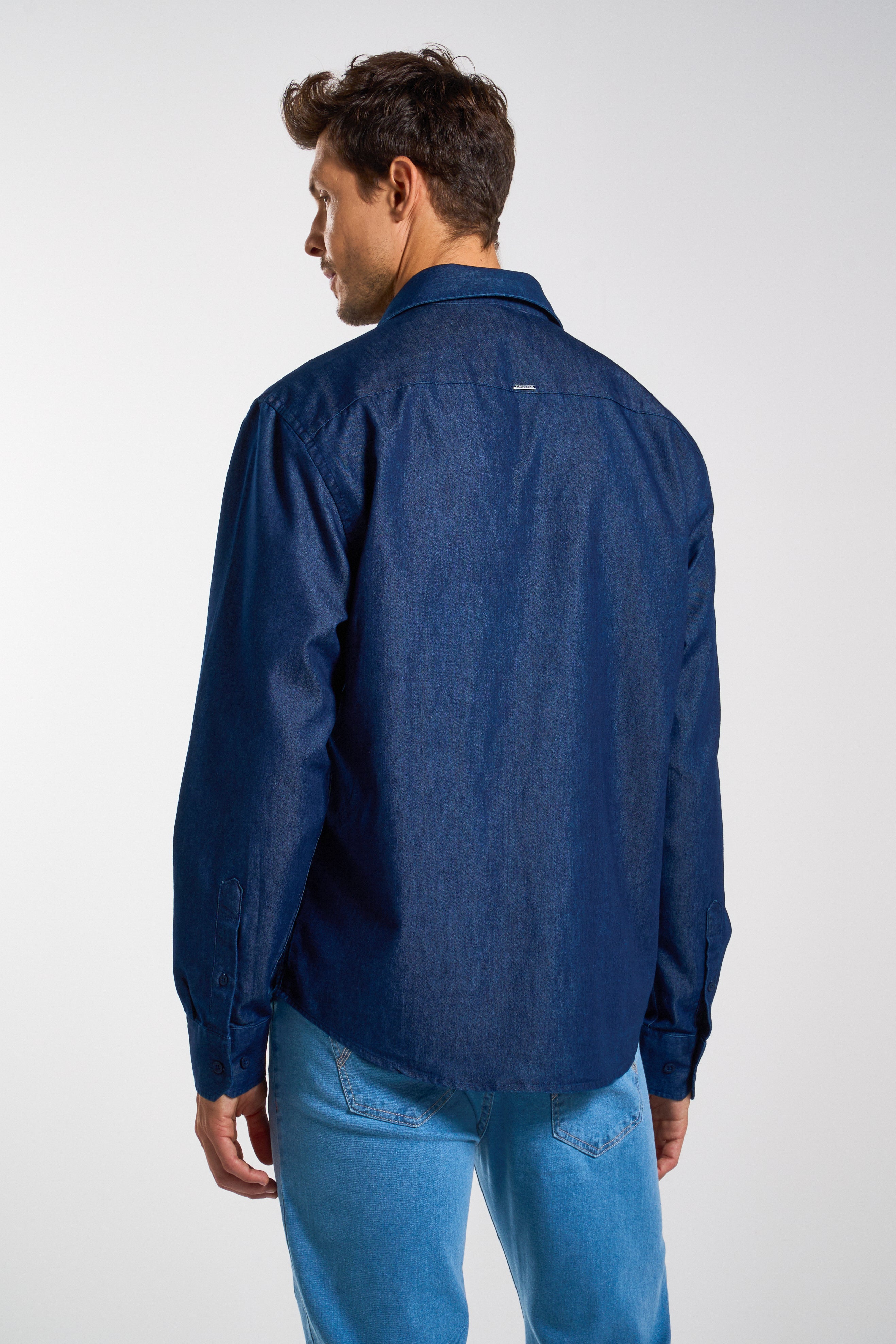 CAMISA M/L JEANS DOIS BOLSOS