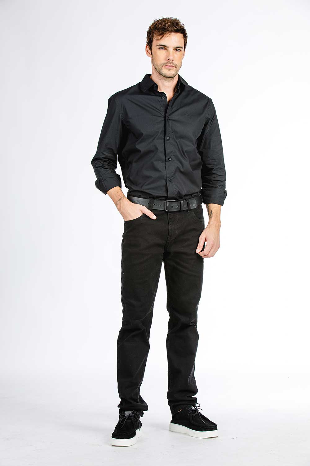 CALÇA JEANS SLIM BCO/PT