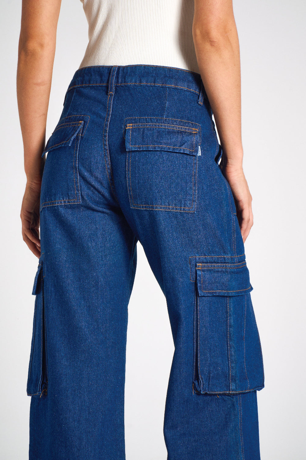 CALÇA JEANS CARGO BLUE WASH