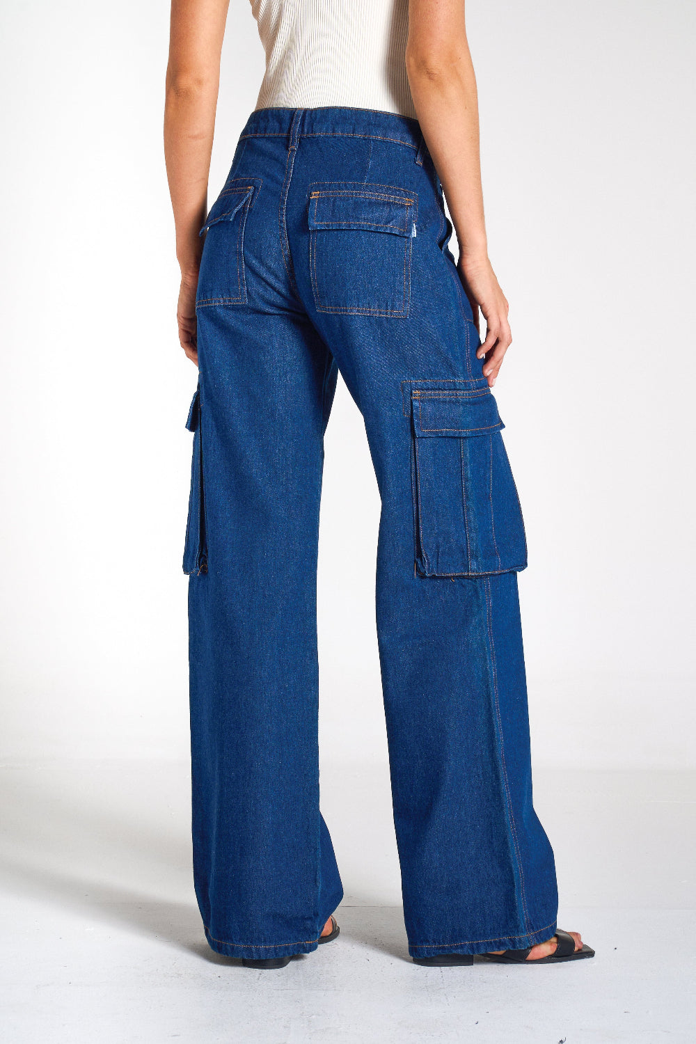 CALÇA JEANS CARGO BLUE WASH