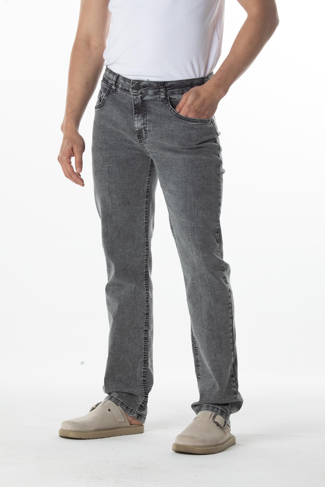 CALÇA JEANS RETA BLACK DENIM
