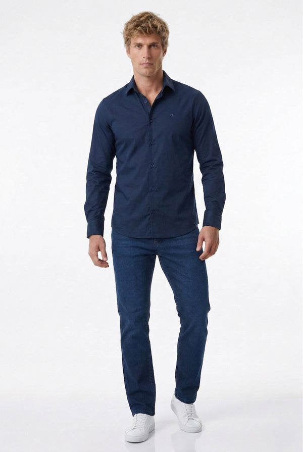 CALÇA JEANS RETA DARK BLUE
