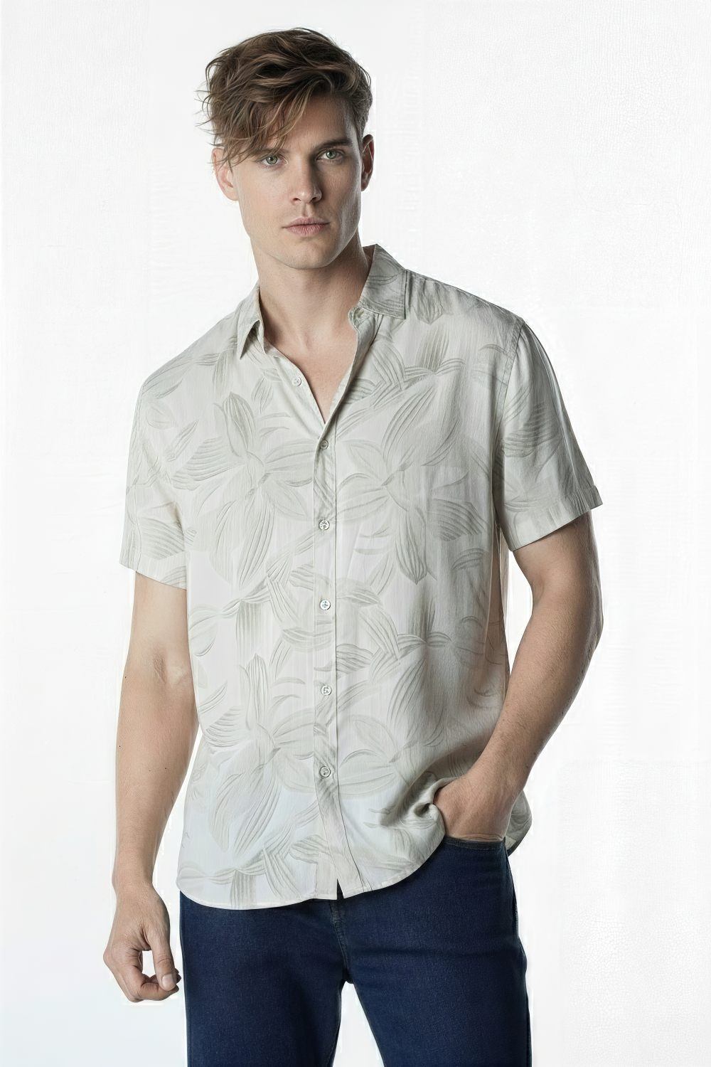CAMISA VISC M/C ESTAMPADA
