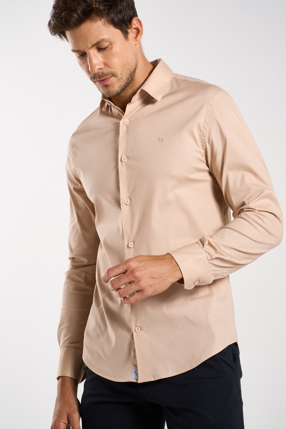 CAMISA SLIM M/L C/ELASTANO MASCULINA 25