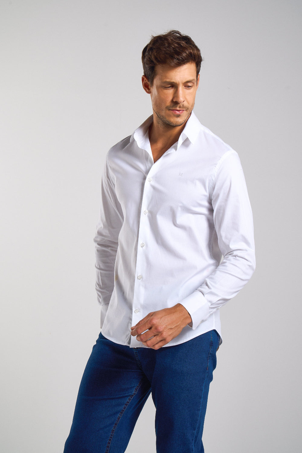 CAMISA SLIM M/L C/ELASTANO MASCULINA 25