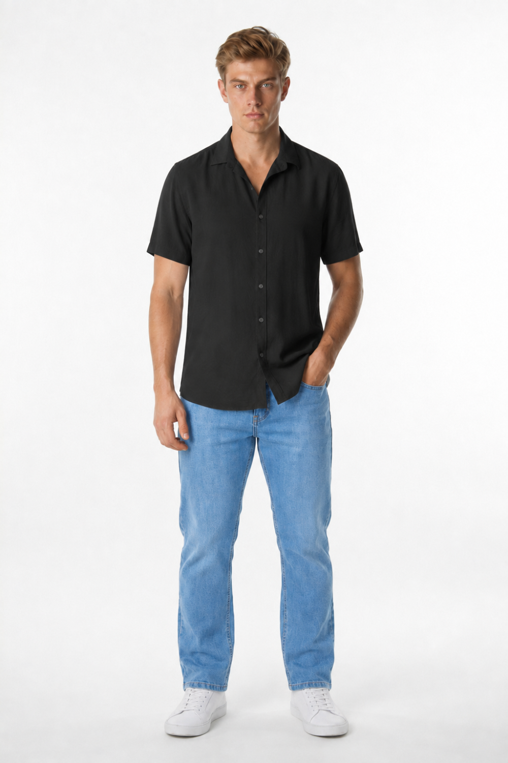 CALÇA JEANS RETA LIGHT BLUE