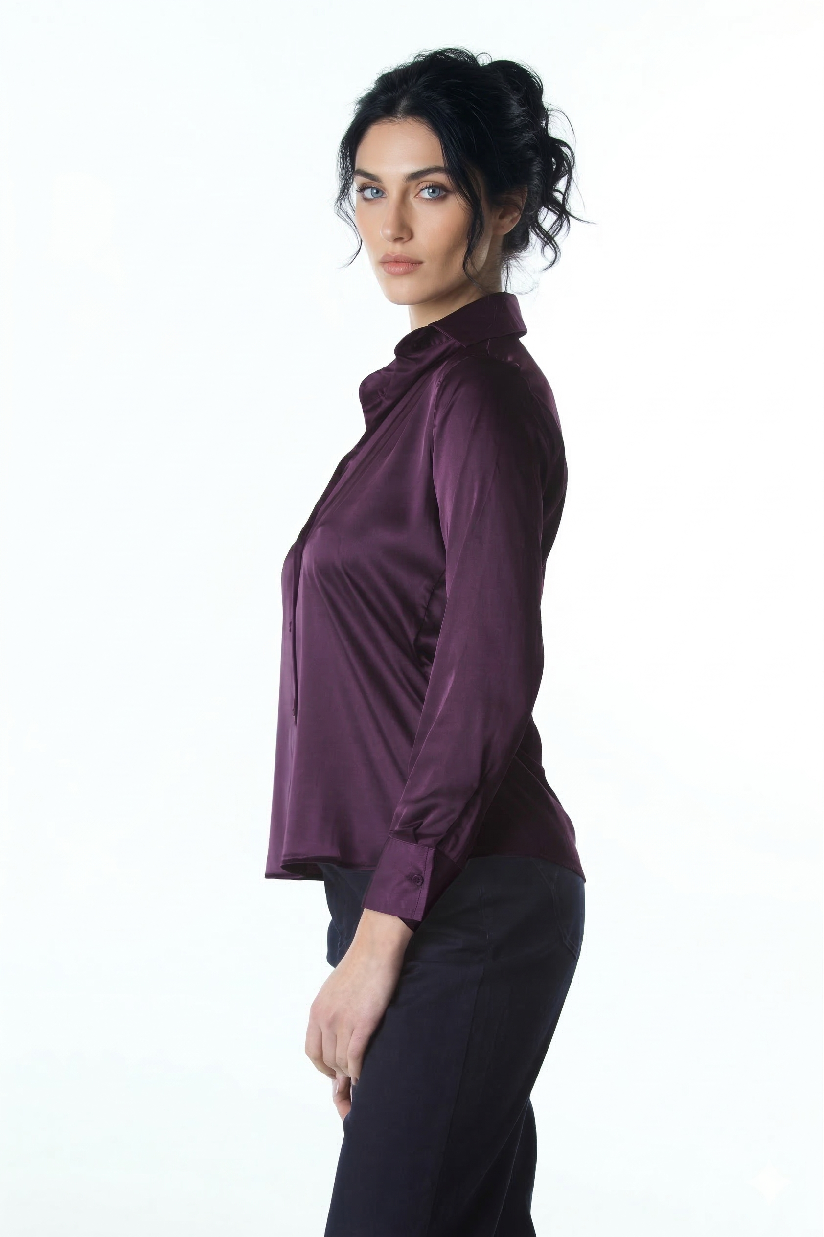 CAMISA FEMININA BRILHO ACETINADO