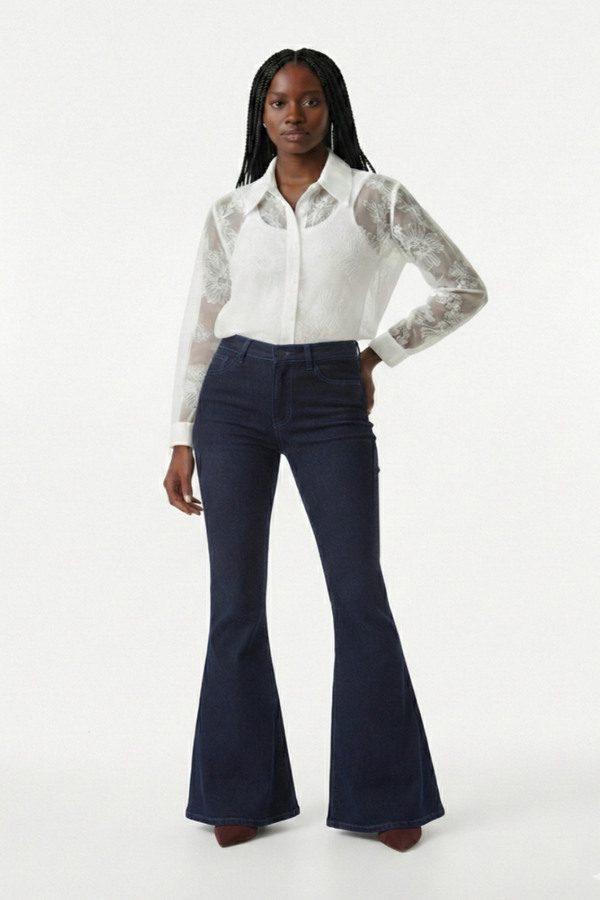 CALÇA JEANS SUPER FLARE C4 DEEP BLUE