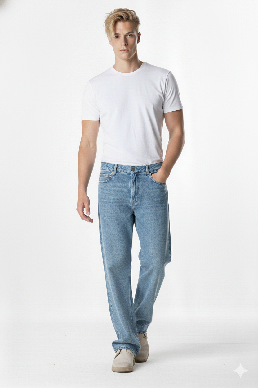 CALÇA JEANS UNISSEXY SEMI BAGGY LIGHT BLUE