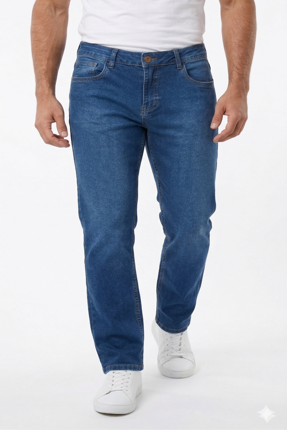 CALÇA JEANS RETA BLUE WASH