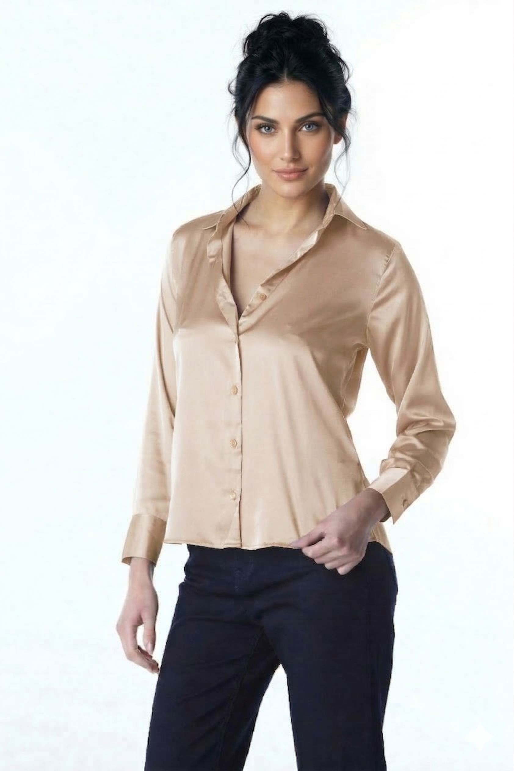 CAMISA FEMININA BRILHO ACETINADO