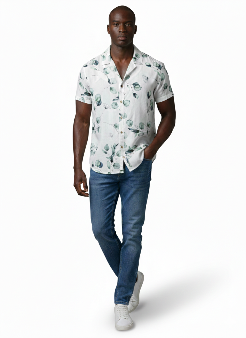 CAMISA EST. FOLHAS M/C