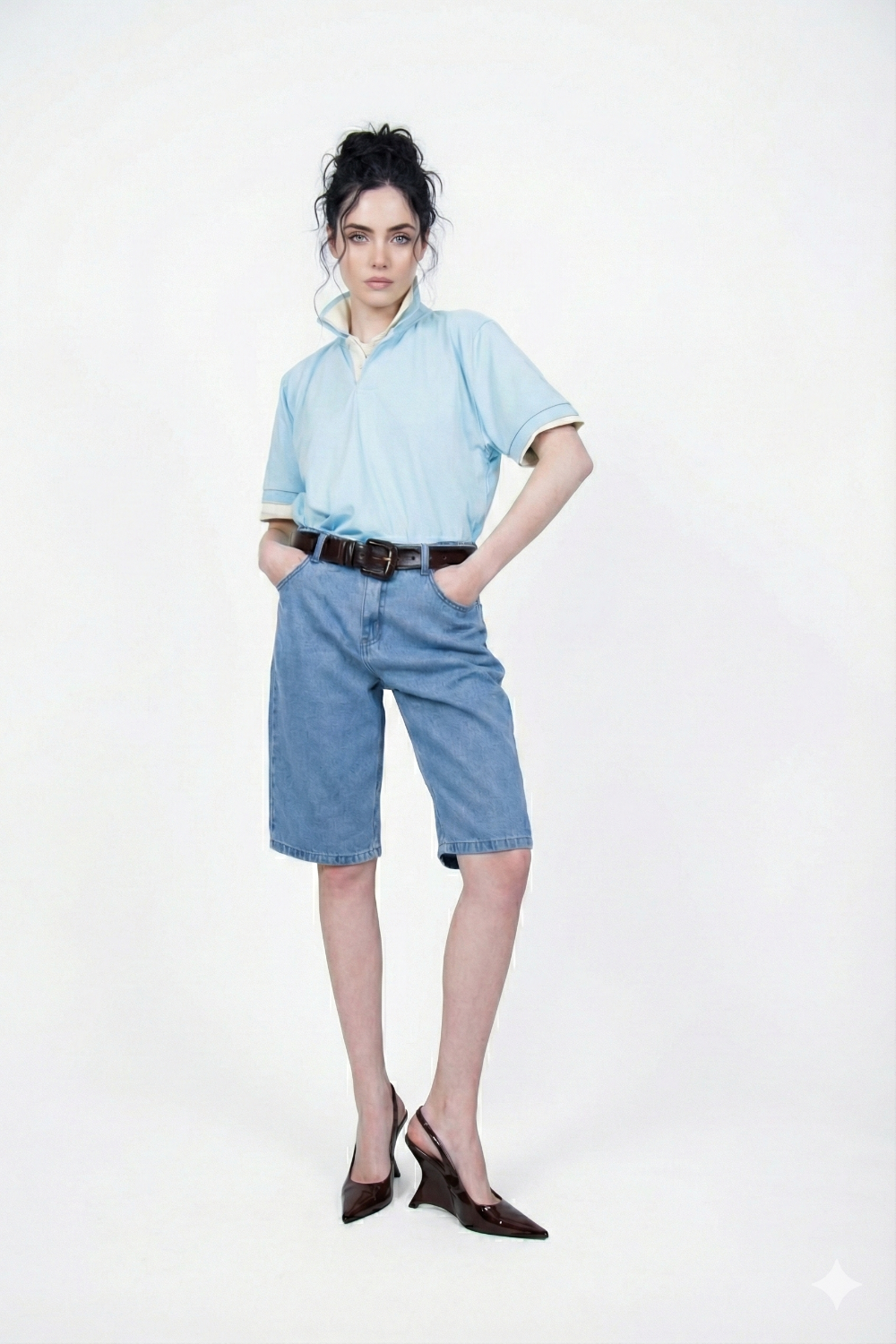 BERMUDA JEANS UNISSEX BAGGY LIGHT BLUE