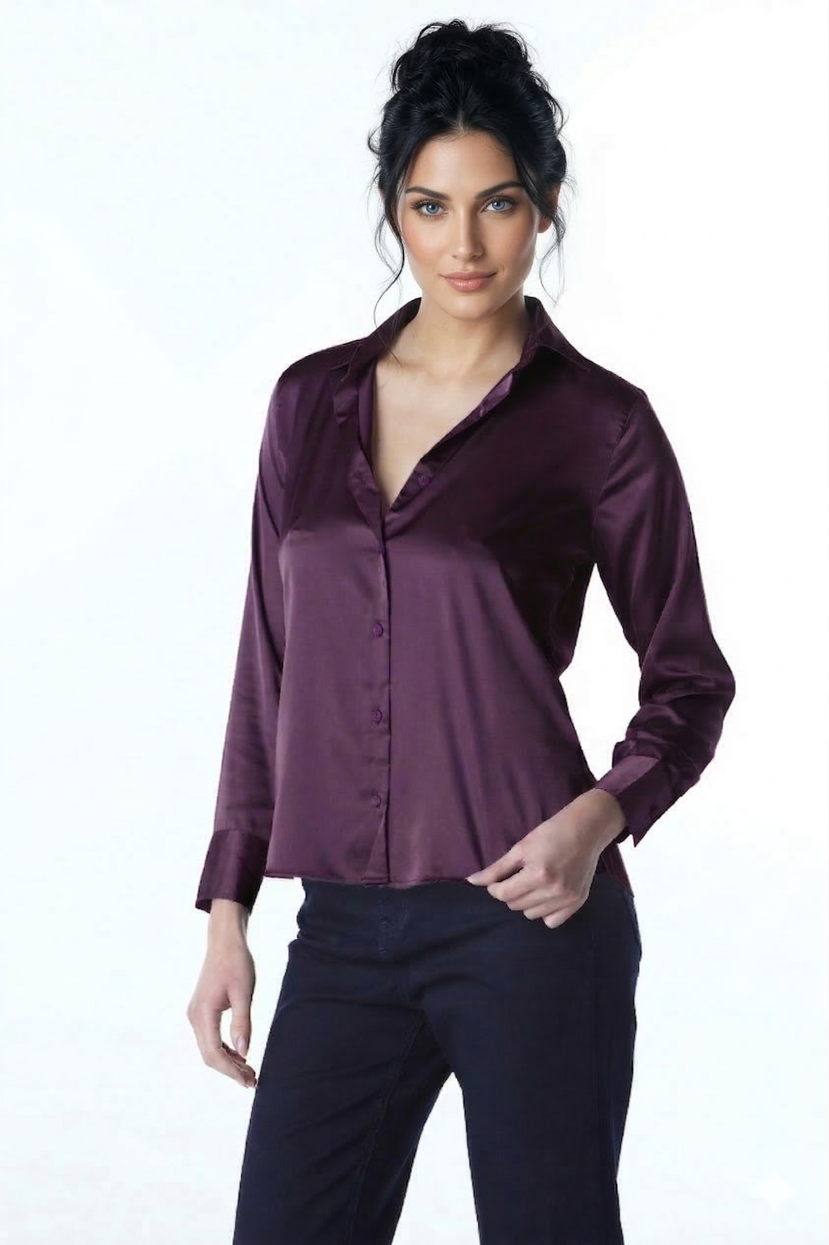 CAMISA FEMININA BRILHO ACETINADO