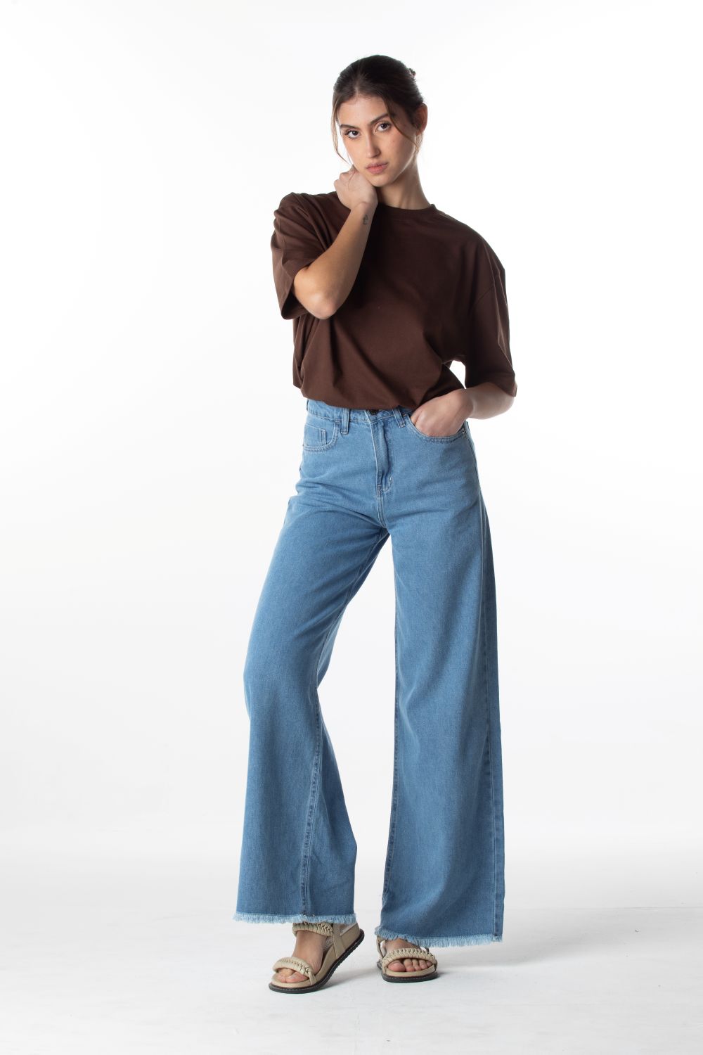 CALÇA JEANS WIDE LEG C4 LIGHT BLUE